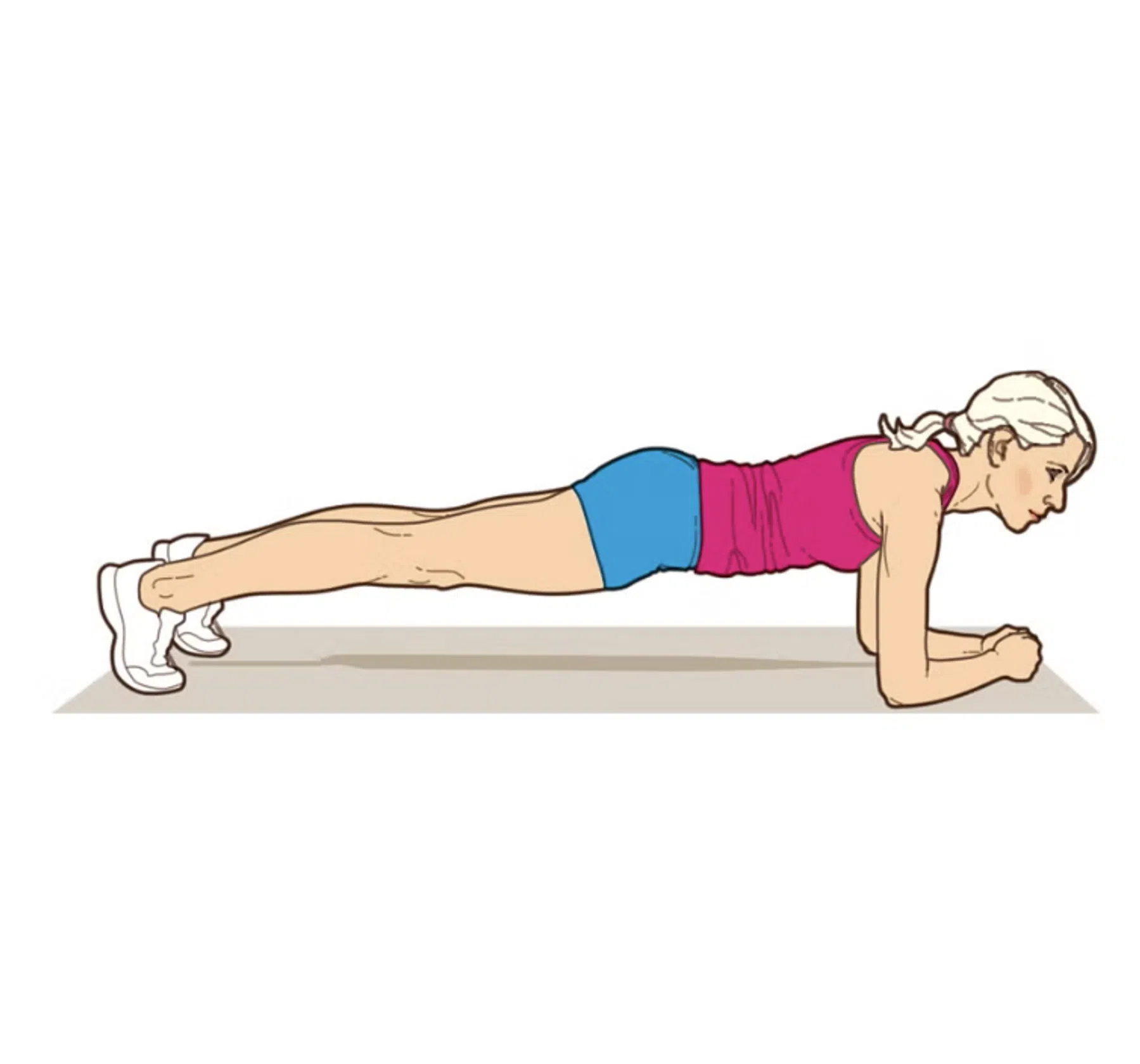 vrouw doet plank left lifts